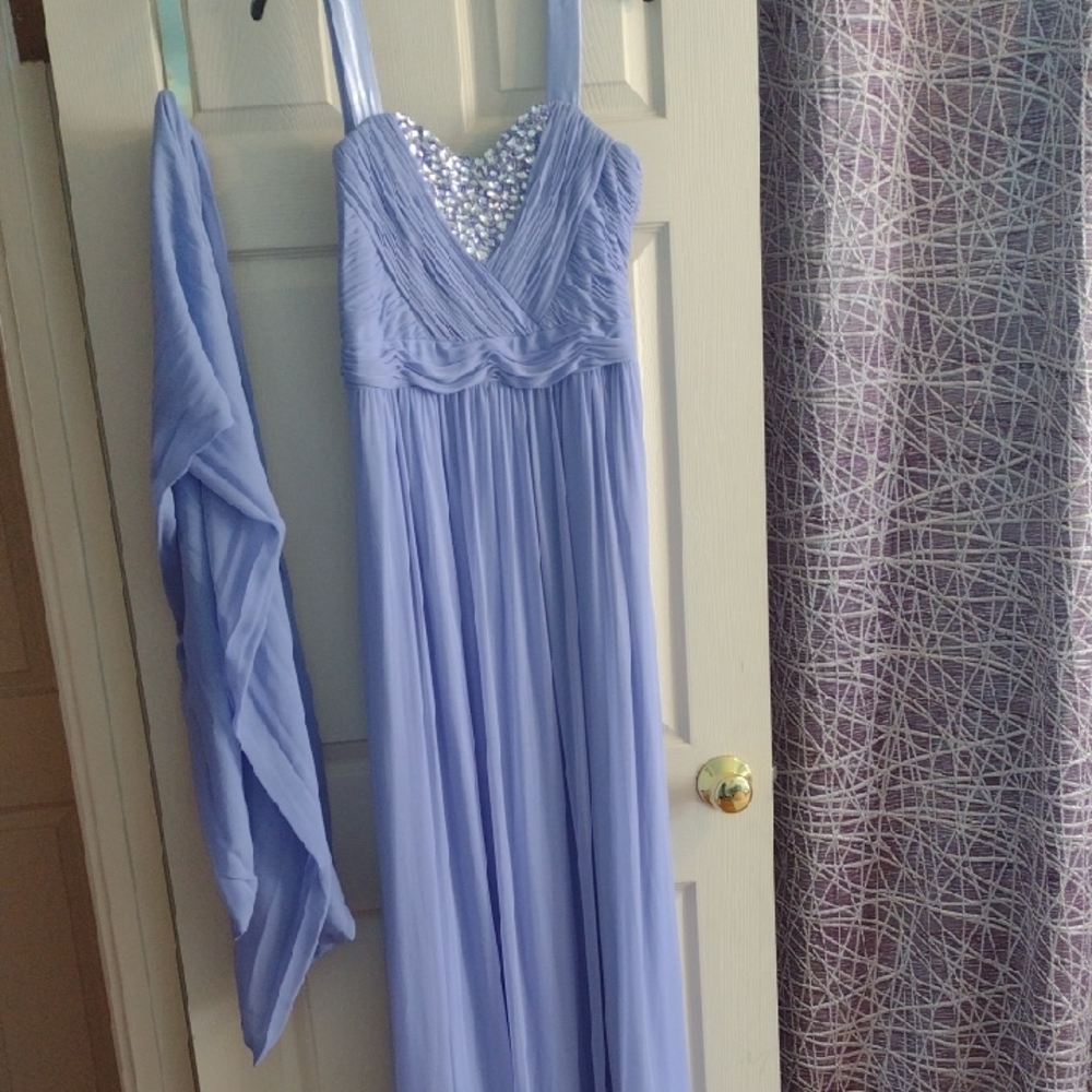 Decode 1.8 Lavender Evening Gown with Sequin Detail And Matching Wrap